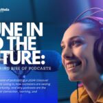 happy-woman-podcaster-blog-title-Tune-In-to-the-Future-The-Roaring-Rise-of-Podcasts-in-2024