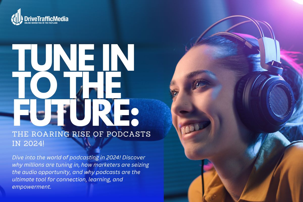 happy-woman-podcaster-blog-title-Tune-In-to-the-Future-The-Roaring-Rise-of-Podcasts-in-2024